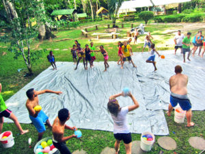 Run from the water balloons