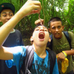 Team Jaguar finds a worm on the hike