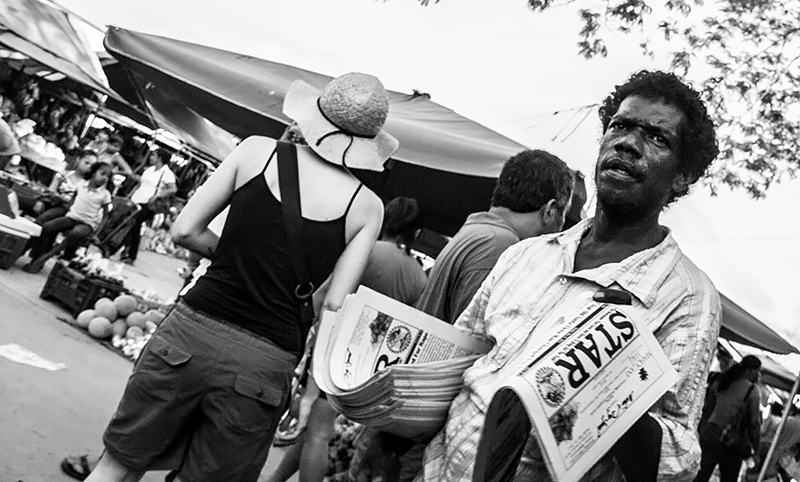 Newspaper vendor in San Ignacio highlights classic Belizean faces!
