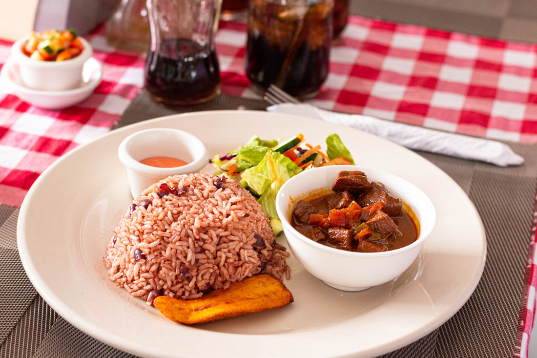 Rice and beans served at Cenaida's restaurant in san ignacio belize