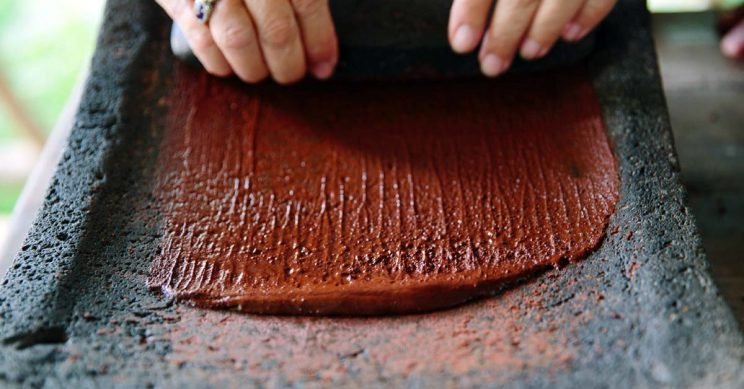 Ground Cacao beans before being mixed into a drink