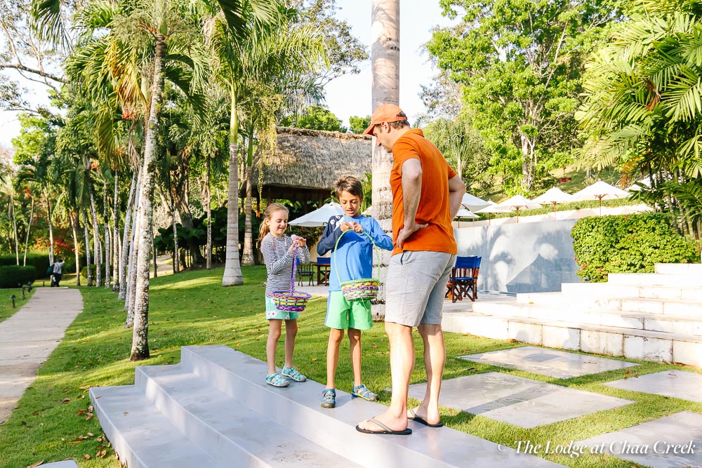 easter egg hunt family at chaa creek