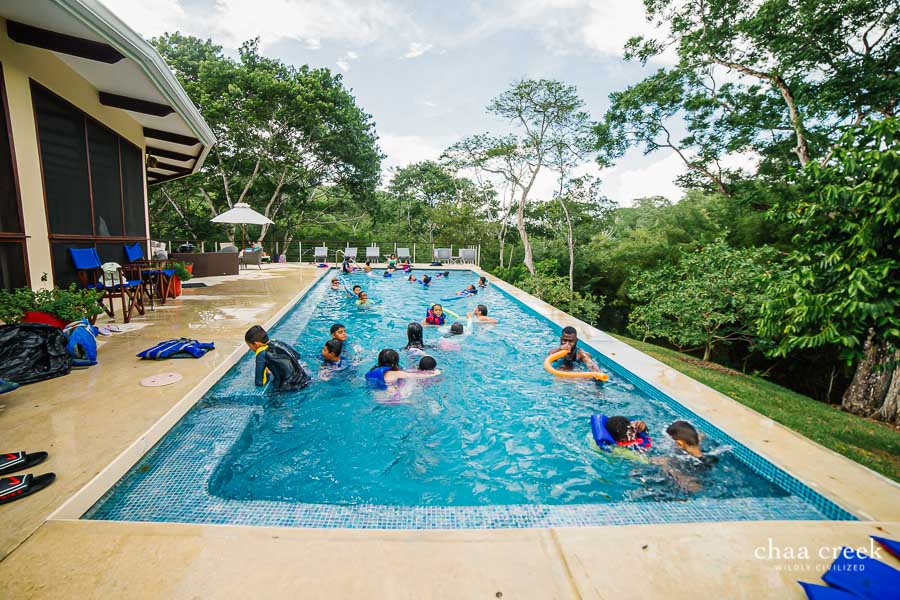 chaa creek eco kids day 2 swimming