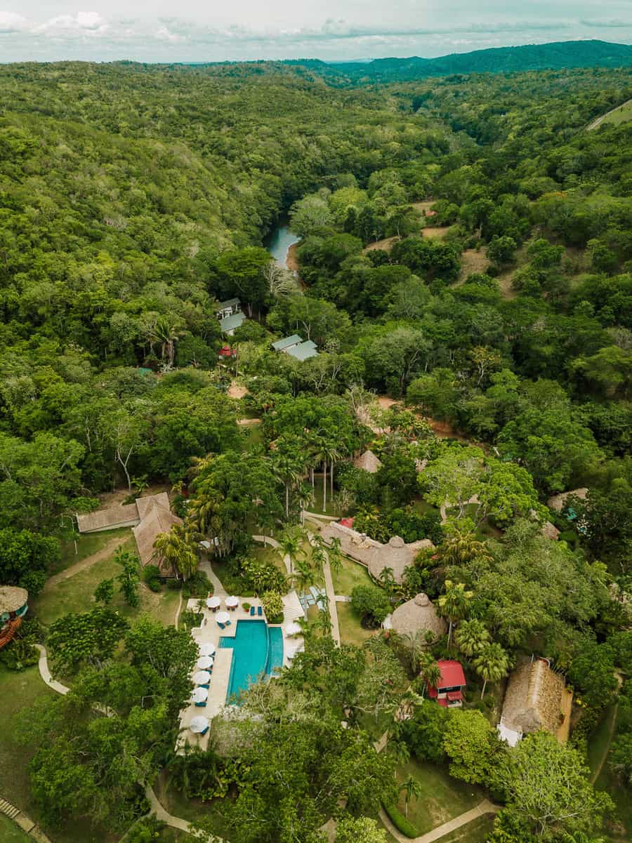 belize jungle resort chaa creek property aerial