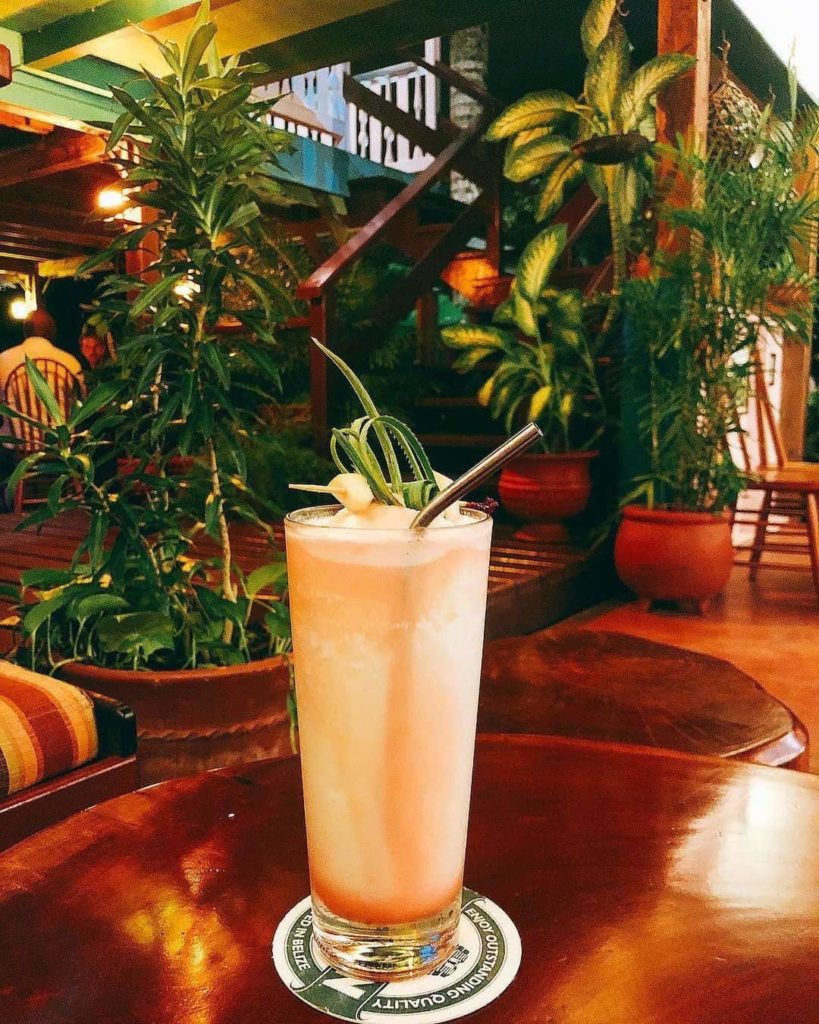 photo of pina colada cocktail at the guava limb cafe restaurant in san ignacio