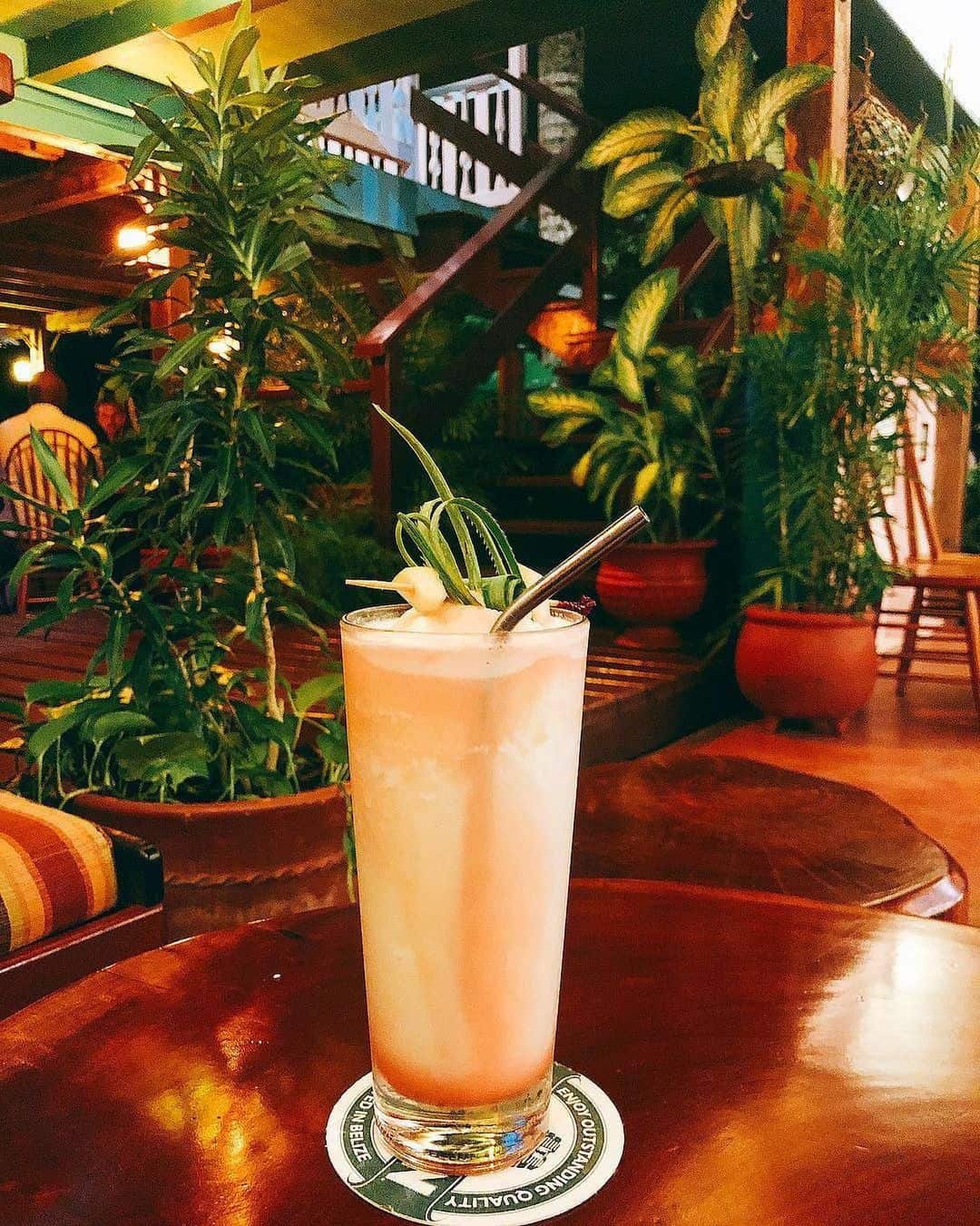 photo of pina colada cocktail at the guava limb cafe restaurant in san ignacio