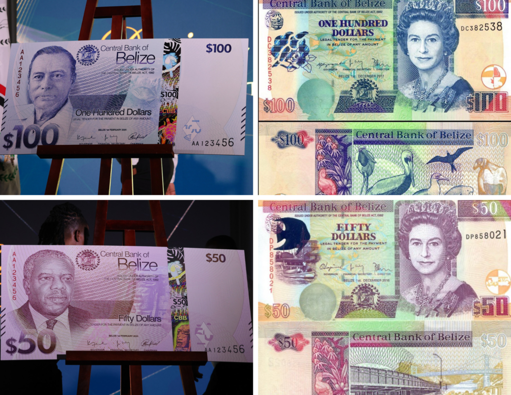 Belize old and new currency
