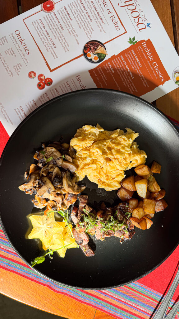 Steak and eggs Belize 